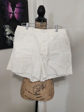 GAP White High-Waist Frayed Hem Shorts